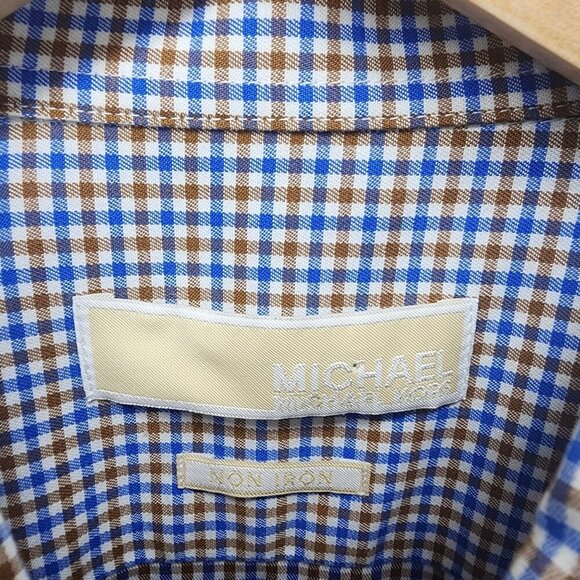 Michael Michael Kors Micro Check Button Front Shirt Men's Size‎ 17 32/33 - Picture 5 of 9